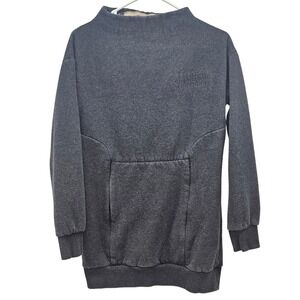 Gymshark Womens Longline Mock Neck Sweatshirt Gray Zippered Pocket Small